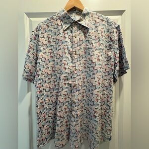 Southern Tide FUN Men's Red and Blue Patterned Shirt